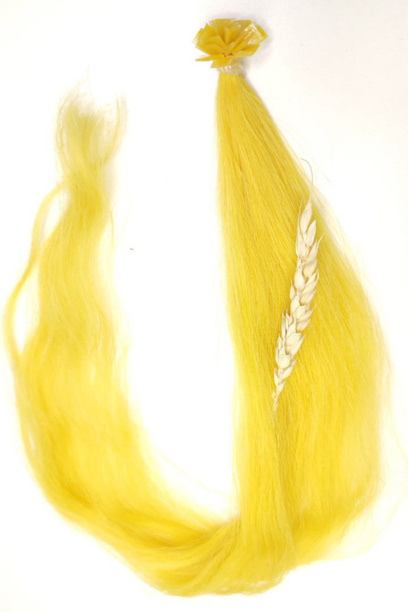 Цветные пряди волос 50 см №330 — желтый