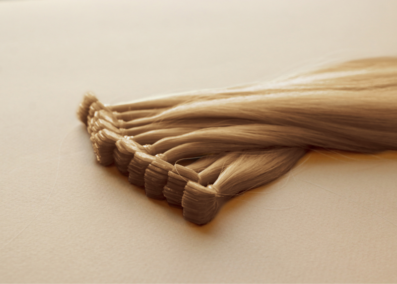 Мини-ленты (микроленты) для наращивания волос 50 см №19 — средний золотой блонд