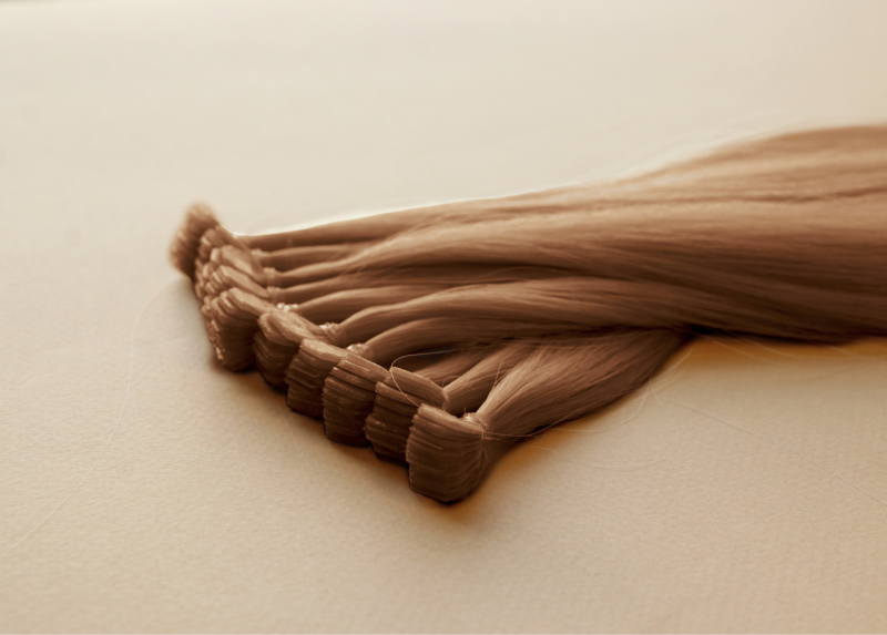 Мини-ленты (микроленты) для наращивания волос 55 см №61 — платиновый темно-русый