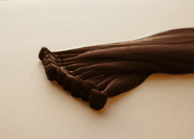 Мини-ленты (микроленты) для наращивания волос 45 см №77 — темно-русый коричневый
