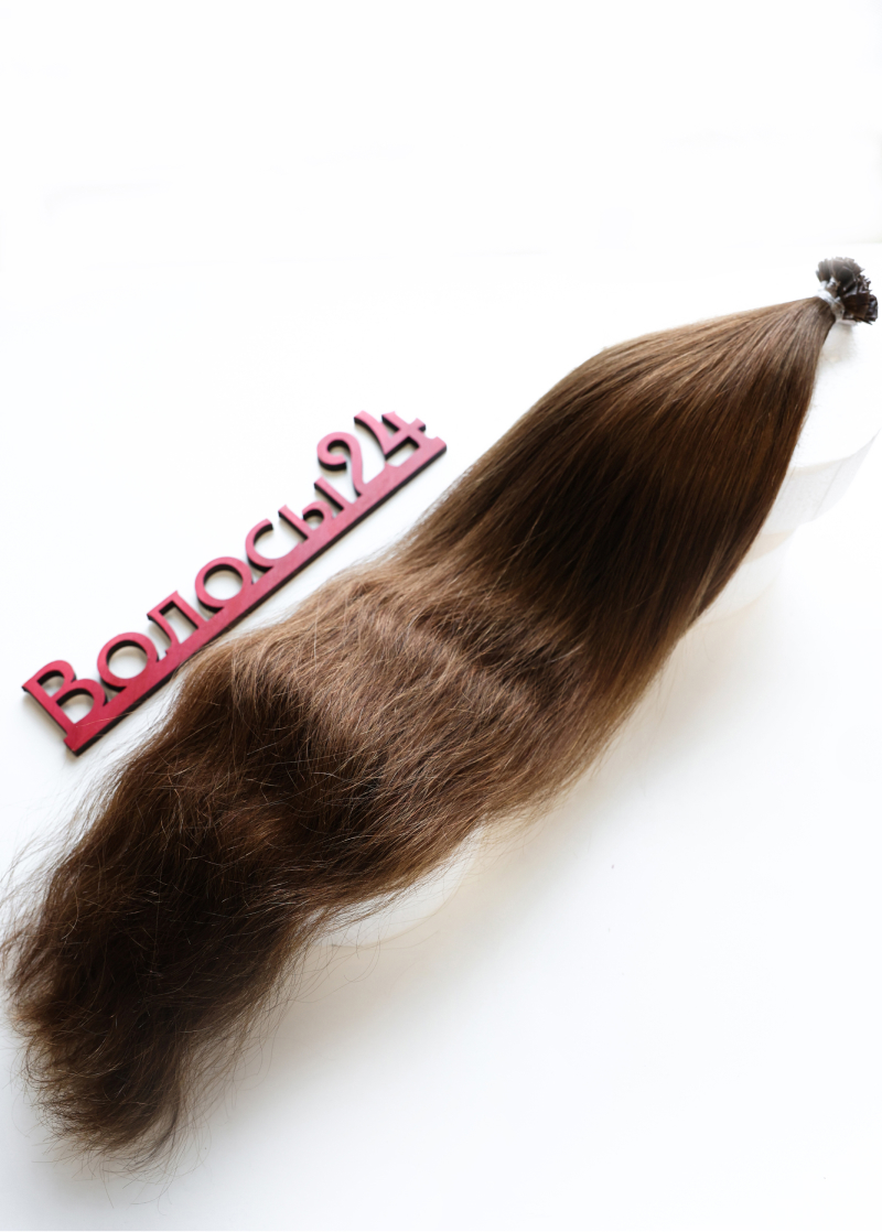 Волосы на капсулах 60 см №4 — светло-каштановый (шоколад)