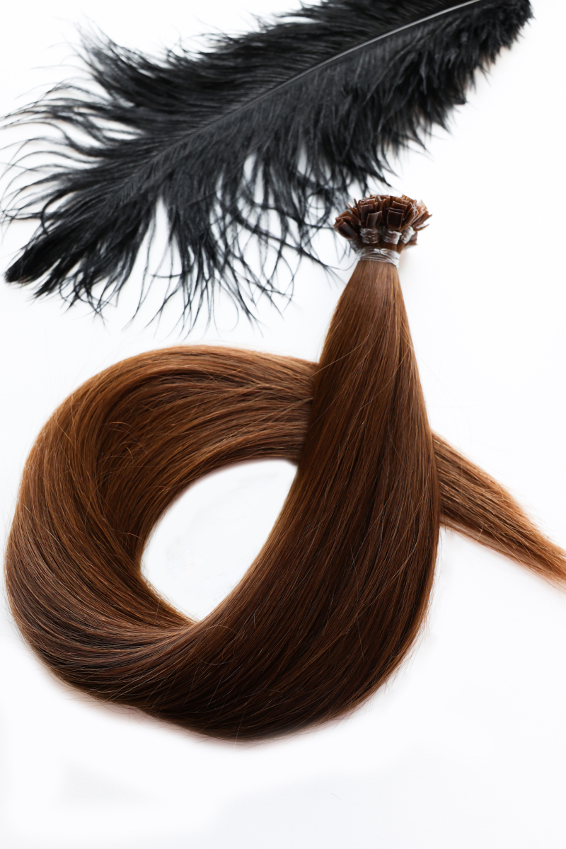 Волосы на капсулах 70 см №8 — коньяк