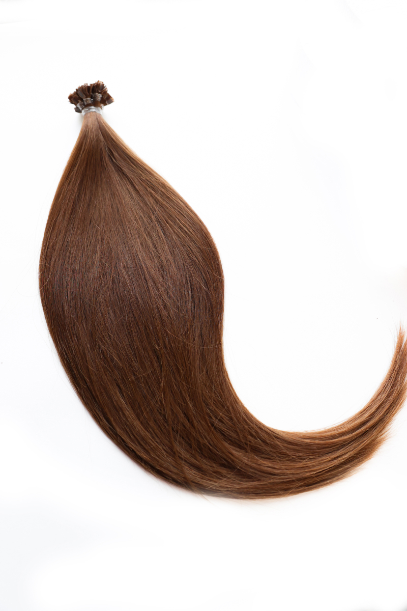 Волосы на капсулах 65 см №8 — коньяк