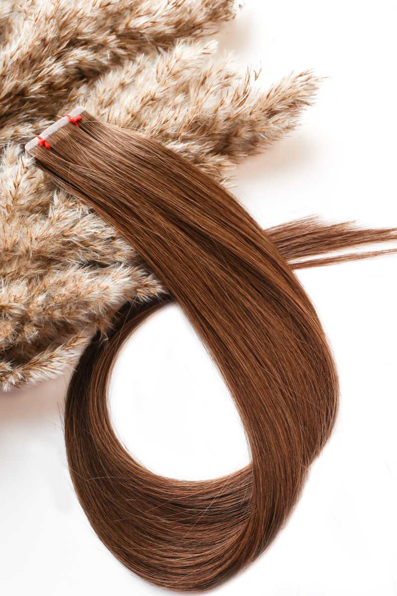 Волосы на лентах 3 см 40 см №4 — светло-каштановый (шоколад)