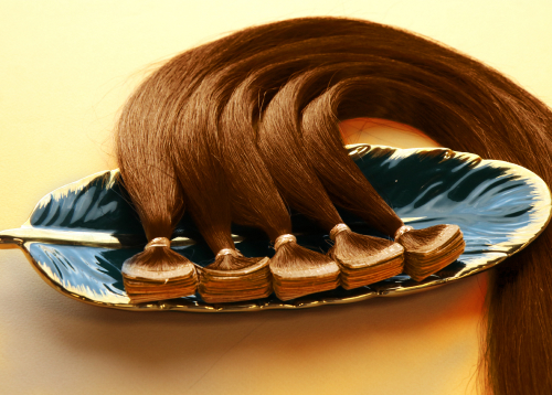 Волосы на лентах 3 см 45 см №6 — золотисто-русый темный