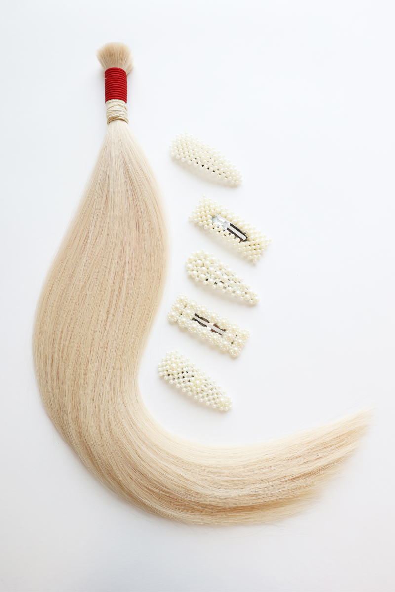 Волосы в срезе 40 см №100 — светлый платиновый блонд