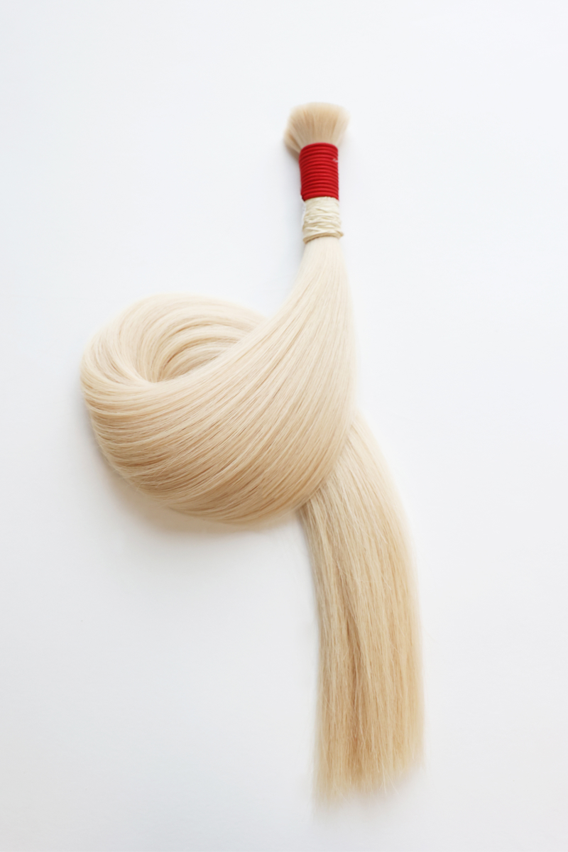 Волосы в срезе 40 см №100 — светлый платиновый блонд