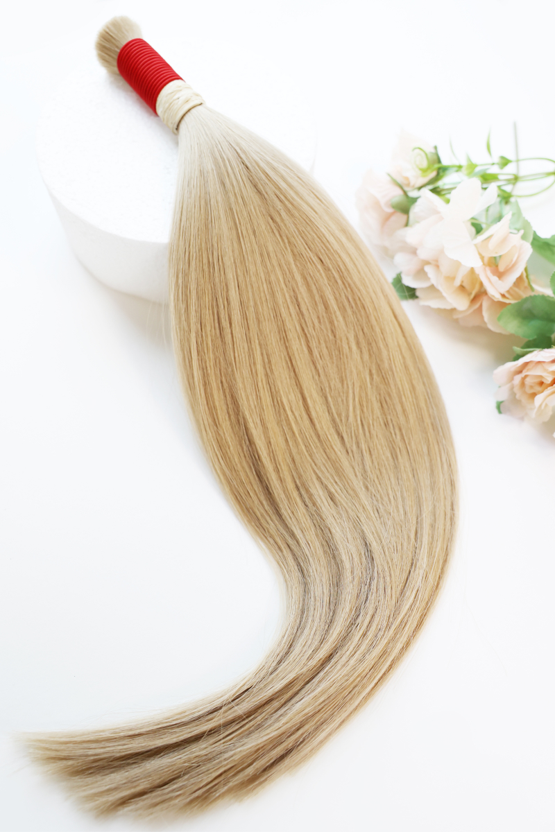 Волосы в срезе 50 см №22B — натуральный холодный блонд